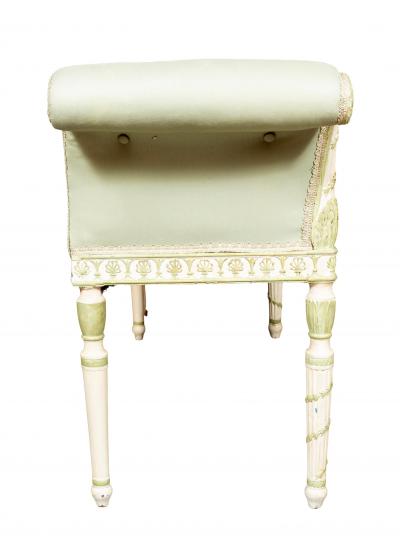 Pair Of George III White And Green Painted Window Benches