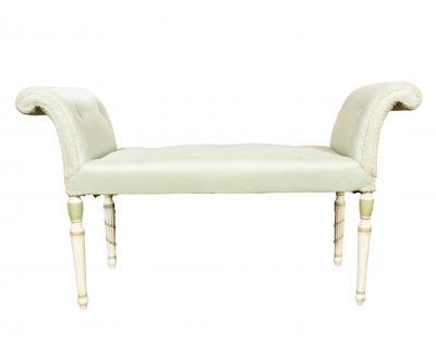Pair Of George III White And Green Painted Window Benches