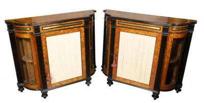 Pair Of George IV Satinwood And Ebonized Cabinets