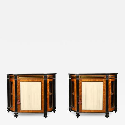 Pair Of George IV Satinwood And Ebonized Cabinets