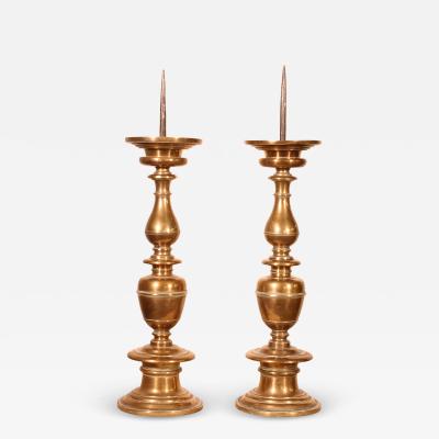 Pair Of Gilt Bronze Candlesticks Florence Dated 1635