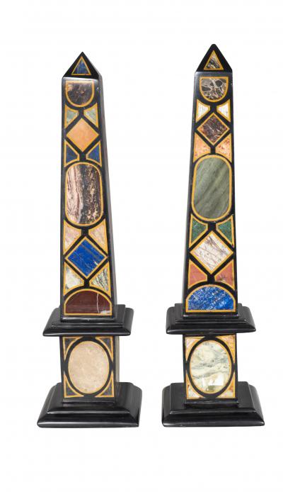 Pair Of Grand Tour Style Marble Obelisks