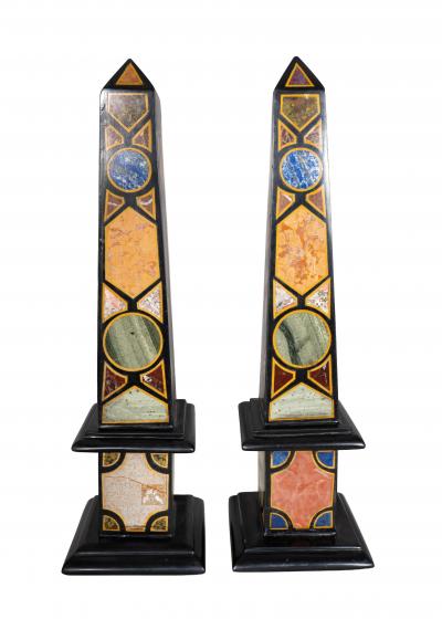 Pair Of Grand Tour Style Marble Obelisks
