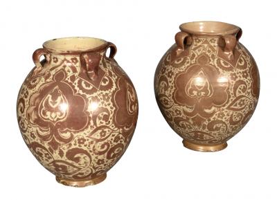 Pair Of Hispano Moresque Pottery Vases
