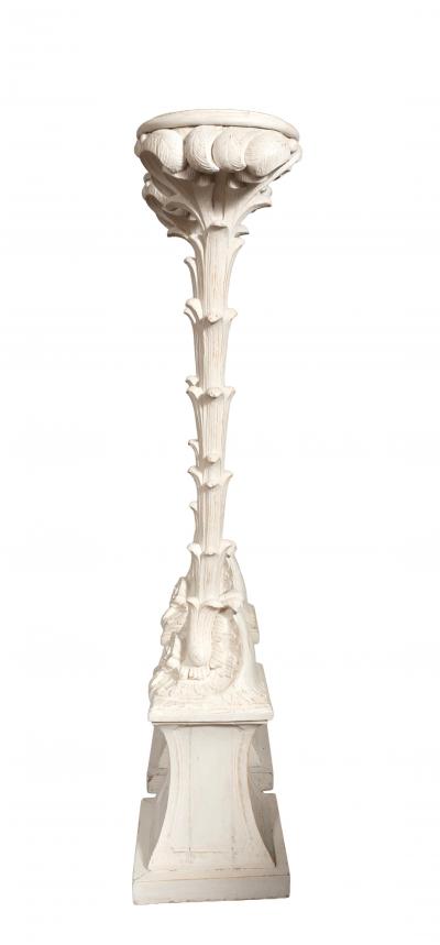 Pair Of Hollywood Regency Painted Palm Tree Pedestals