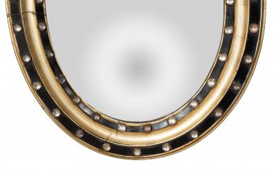 Pair Of Irish Regency Ebonized And Jeweled Wall Mirrors