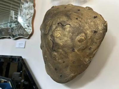 Pair Of Italian Brutalist Bronze Sconces