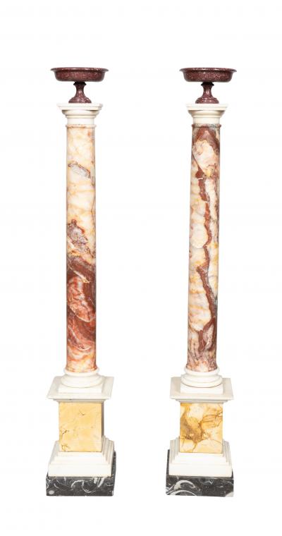 Pair Of Italian Grand Tour Marble And Porphyry Columns