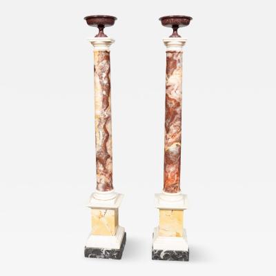 Pair Of Italian Grand Tour Marble And Porphyry Columns