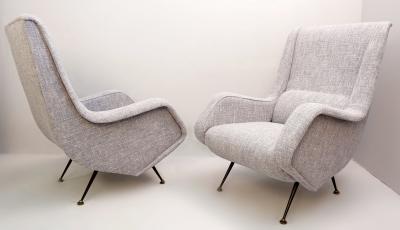 Pair Of Italian High Back Armchairs New Upholstery