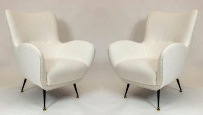 Pair Of Italian Mid Century Curving Lounge Chairs