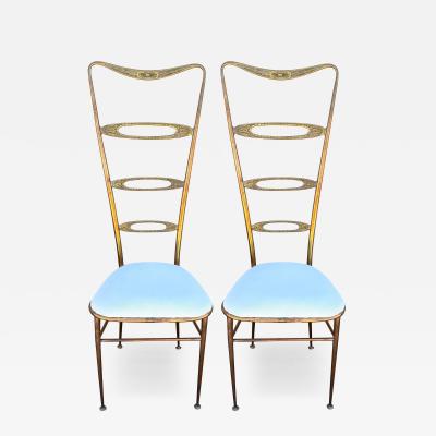 Pair Of Italian Modern Brass Chiavari Chairs