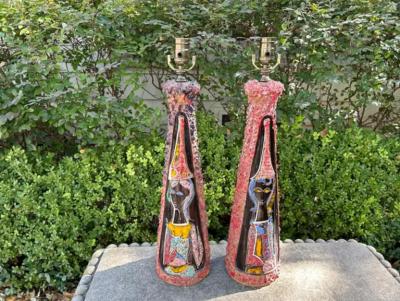 Pair Of Italian Modern Glazed Ceramic Lamps