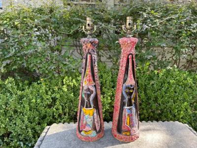 Pair Of Italian Modern Glazed Ceramic Lamps