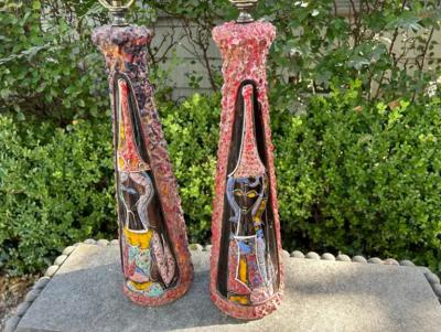 Pair Of Italian Modern Glazed Ceramic Lamps