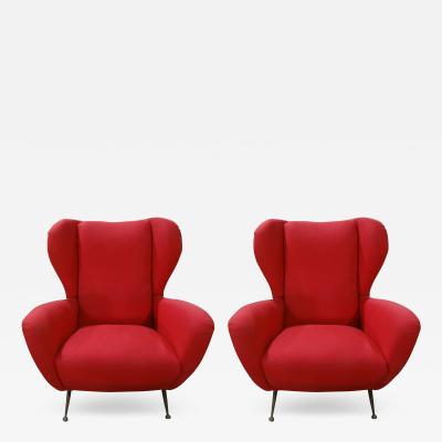 Pair Of Italian Modern Sculptural Lounge Chairs Inspired By Gio Ponti
