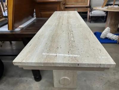 Pair Of Italian Modern Travertine Console Tables