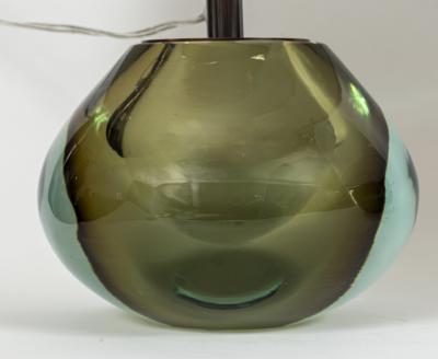Pair Of Italian Murano Modern Sommerso Pear Shaped Globe Lamps In Aqua