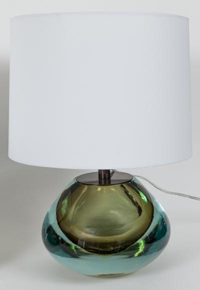 Pair Of Italian Murano Modern Sommerso Pear Shaped Globe Lamps In Aqua