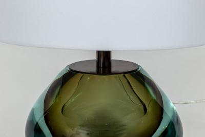 Pair Of Italian Murano Modern Sommerso Pear Shaped Globe Lamps In Aqua