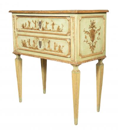 Pair Of Italian Neoclassic Style Painted Petit Commodes