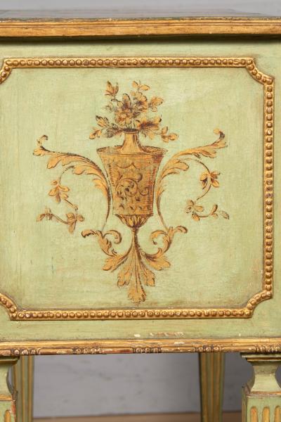 Pair Of Italian Neoclassic Style Painted Petit Commodes