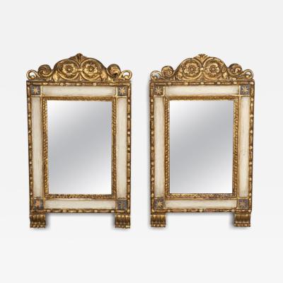 Pair Of Italian Neoclassical Painted And Giltwood Mirrors