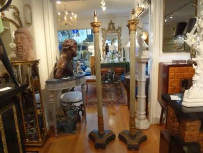 Pair Of Italian Painted And Giltwood Floor Lamps
