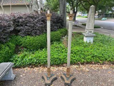 Pair Of Italian Painted And Giltwood Floor Lamps