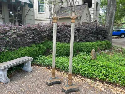 Pair Of Italian Painted And Giltwood Floor Lamps