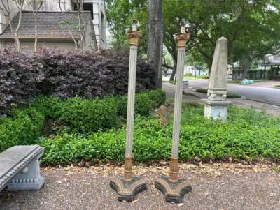 Pair Of Italian Painted And Giltwood Floor Lamps