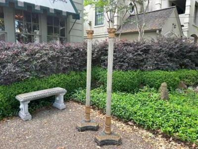 Pair Of Italian Painted And Giltwood Floor Lamps