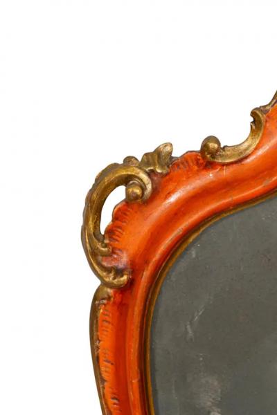 Pair Of Italian Red Painted Girandole Mirrors