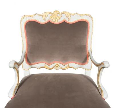 Pair Of Italian Rococo Blue Painted Armchairs