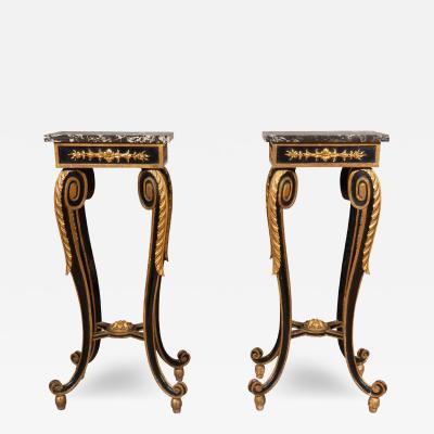 Pair Of Italian Rococo Painted And Gilded Tables
