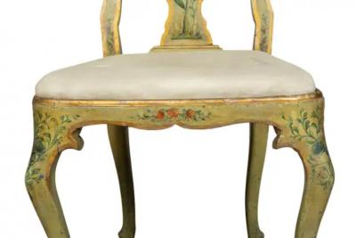 Pair Of Italian Rococo Painted Side Chairs