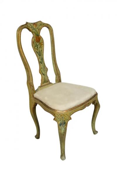Pair Of Italian Rococo Painted Side Chairs