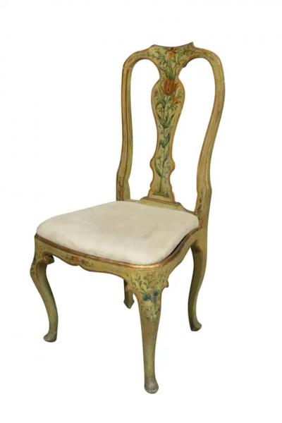Pair Of Italian Rococo Painted Side Chairs