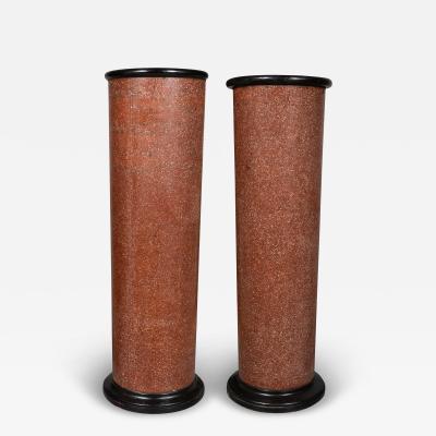 Pair Of Italian Scagliola Faux Porphyry Pedestals