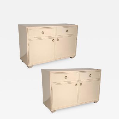 Pair Of Jackie Buffet Cabinets By E J Victor White Laquered Box Design