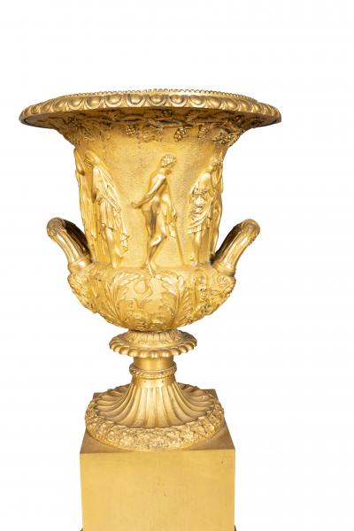 Pair Of Large Charles X Gilt Bronze Urns