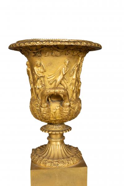 Pair Of Large Charles X Gilt Bronze Urns