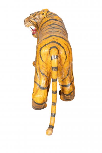 Pair Of Large Painted Wood Figures Of Tigers Possibly From A Circus