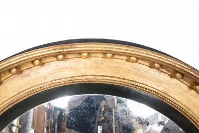 Pair Of Large Regency Giltwood Convex Mirrors