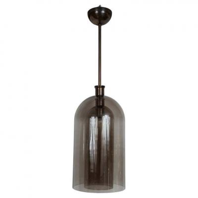 Pair Of Large Smoke Two Layered Dome Shaped Pendants