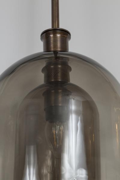 Pair Of Large Smoke Two Layered Dome Shaped Pendants