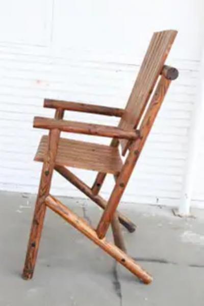 Pair Of Large Wood Deck Adirondacks style Garden Arm Chairs