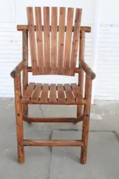 Pair Of Large Wood Deck Adirondacks style Garden Arm Chairs