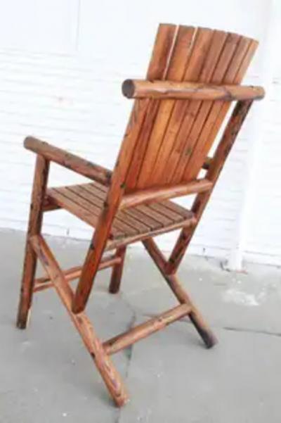 Pair Of Large Wood Deck Adirondacks style Garden Arm Chairs