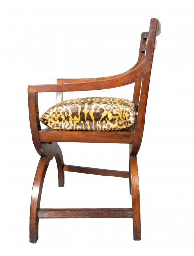 Pair Of Late Victorian Curule Form Mahogany Armchairs